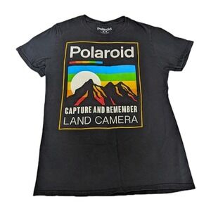 Polaroid Photography Retro Y2K Shirt Capture and Remember Land Camera Black Sz M